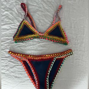 Kiini Blue Navy Multicolor Tasmin Crochet Bikini Set
